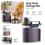 Clear Airtight Rice Storage Container for Kitchen or Dog Food Safety Lock Silicone Seal Portable Handle Square Grain Jar