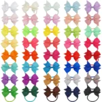 40/60/80Pcs 2" Baby Hair Ties Scrunchies- Grosgrain Ribbon Bows for Toddler Girls Elastic Hair Bands for Daily Party Gifts - Image 4