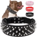 Spiked large dog collar For Medium Large Breeds L-3XL Pitbull Mastiff Boxer PU leather 4 colors big dog collar for large dog