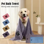 35*75cm/50*100cm Microfiber Pet Bath Towel Embroidered Super Soft Absorbent Cat for Dogs Grooming Supplies - Image 2