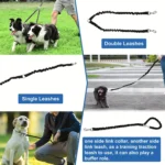 Pet Dog Double Leashes - No Tangle Dog Leash Coupler, Comfortable Shock Absorbing Reflective Bungee Lead for Nighttime Safety - Image 3