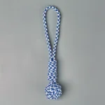 Random 1 piece of heavy-duty tow rope toy suitable for large dog breeds - thick and wide woven rope ball with red striped fabric - Image 5
