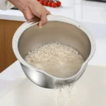 Stainless Steel Rice Washing Bowl with Drain Holes, 2-in-1 Vegetable Fruit Strainer Colander Basket for Kitchen Sink