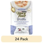 24 pouches wet cat food in salmon and whitefish broth 1.4 oz each