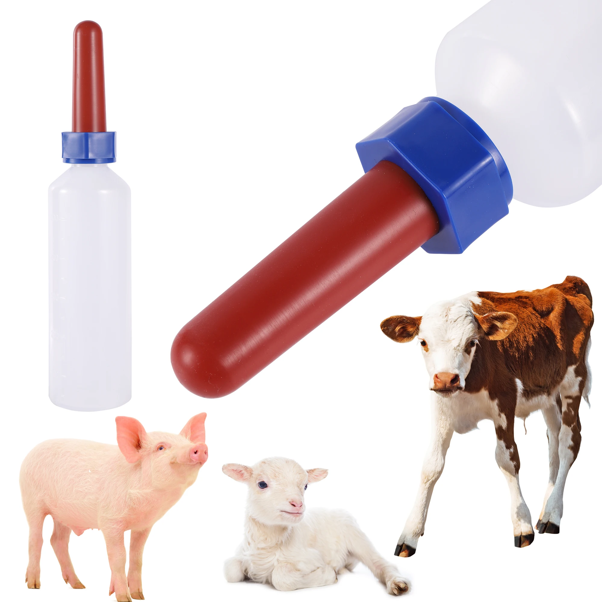 kf-Scb85bf402ad546b78ac3aef4c038d321V 0~500ml Sheep Lamb Bottle Calf Piglet Feeding Bottle Calf Milk Feeder Bottle with Nipple Farm Animals Feeding Supplies 1 Pc - Image 1