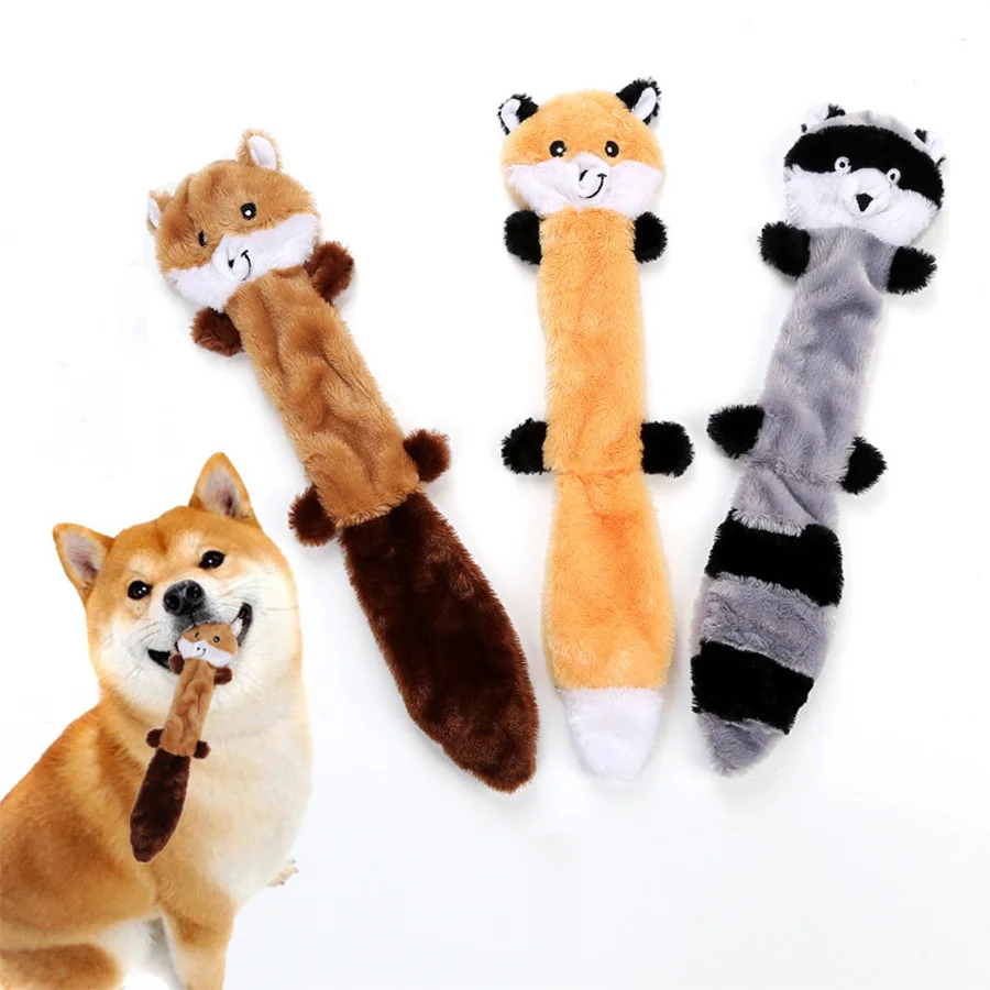 kf-Sceea58bb4b09473abf27b6acb194c48fu 1/3 Pcs, Fox Raccoon & Squirrel - Unfilled Squeaky Dog Toys, Chew Toys for Small to Medium Breeds Soft Plush Toys Puppy Toys - Image 1