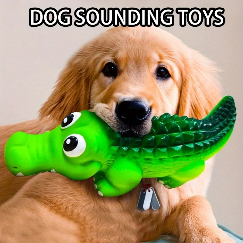 kf-Sd220cb6d042b47019ce7e41177f4a527q Squeaky Rubber Crocodile Dog Toy – Durable Play Pet Toy for Dogs,Fun Animal Design for Interactive Games(Assorted Colors) - Image 1