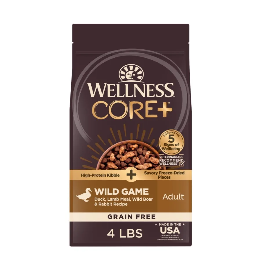 kf-Sd28c36eaa9644add91be034af10496e8G CORE+ Dry Dog Food with Freeze Dried Pieces, Grain Free, High Protein, Natural, Wild Game Duck, Lamb, Wild Boar, and Rabbit Rec - Image 1