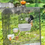 Bird Bath Cage Covered Semi Transparent Detachable Easy Small Birds Canary Parrot Bath Shower Bathing Bowl - Image 6