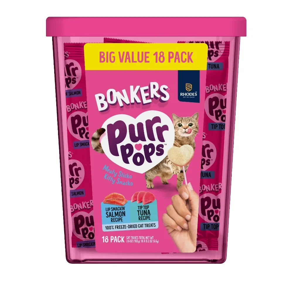 kf-Sd4aae22acfb040e8b6b6dfcd699cae5dC Freeze-Dried Tuna & Salmon Flavored Lollipop Treats for Cats, 18 Pack - Image 1