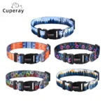 Printed Pet Collars Nylon Adjustable Dog Collars Strong and Durable for Medium and Large Dog Collars Pet Accessories Supplies