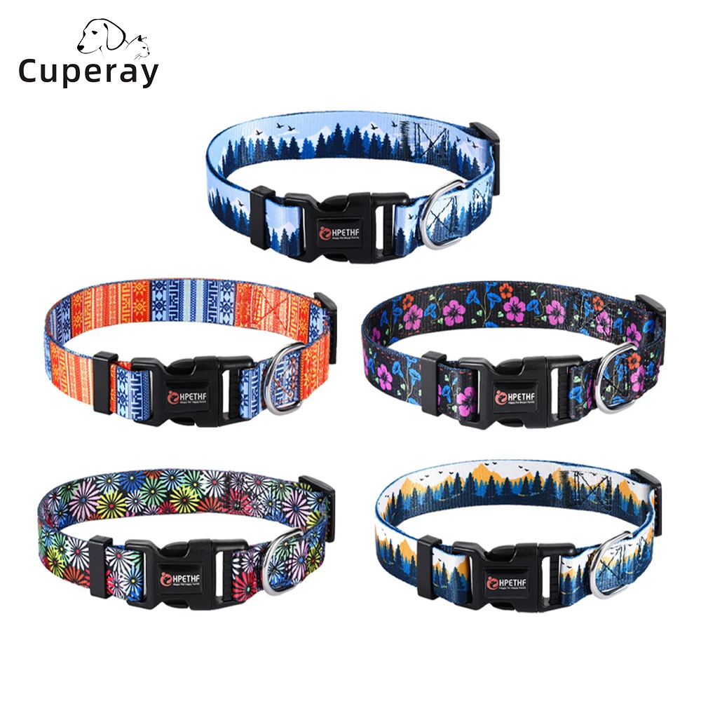 kf-Sd7a5db09de8c4b12b10e9cc9723483918 Printed Pet Collars Nylon Adjustable Dog Collars Strong and Durable for Medium and Large Dog Collars Pet Accessories Supplies - Image 1