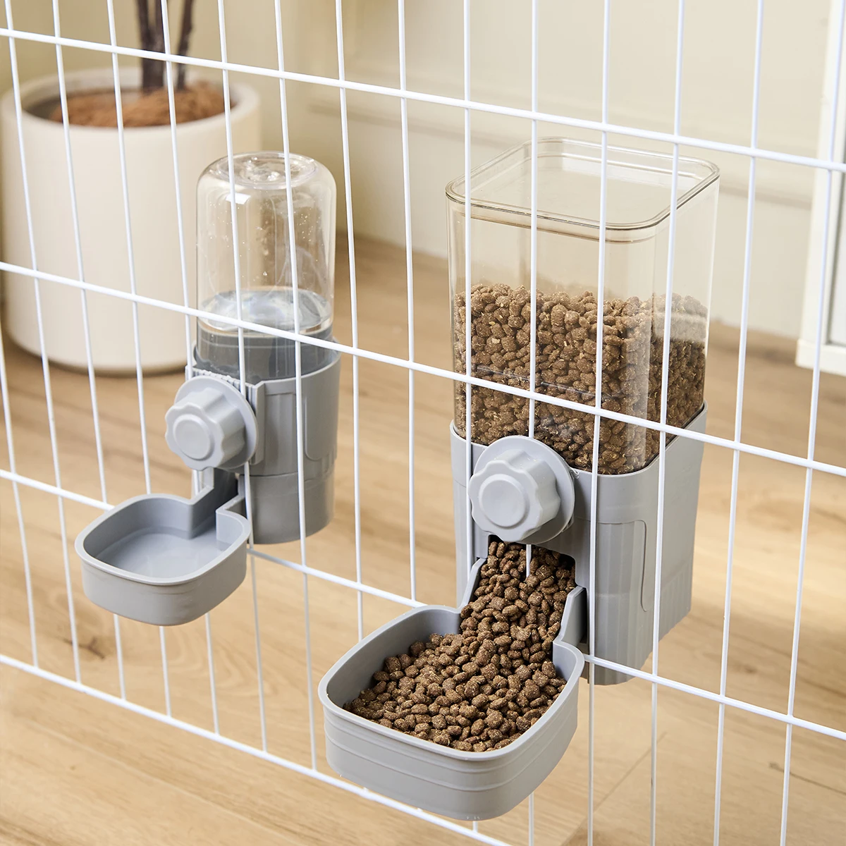 kf-Sd7a72a0d532d4d9384875c637354b12b4 Automatic Pet Feeder Waterer Dog Cat Hanging Cage Bowl,Suitable for Small Puppy Cat Rabbit Food Container Dispenser Bowl - Image 1