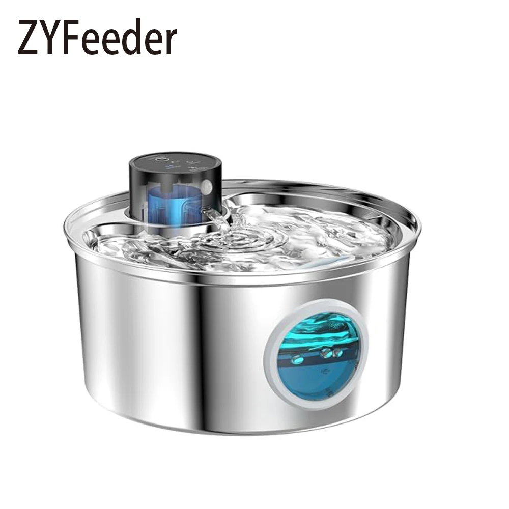 kf-Sd8cad37af3d148f4ac7497e289e97ab5H 108 oz/3.2L Stainless Steel Cordless 5V Cat Dog Pet Drink Water Fountain Rechargeable Automatic Water Feeder Motion Sensor Bowl - Image 1