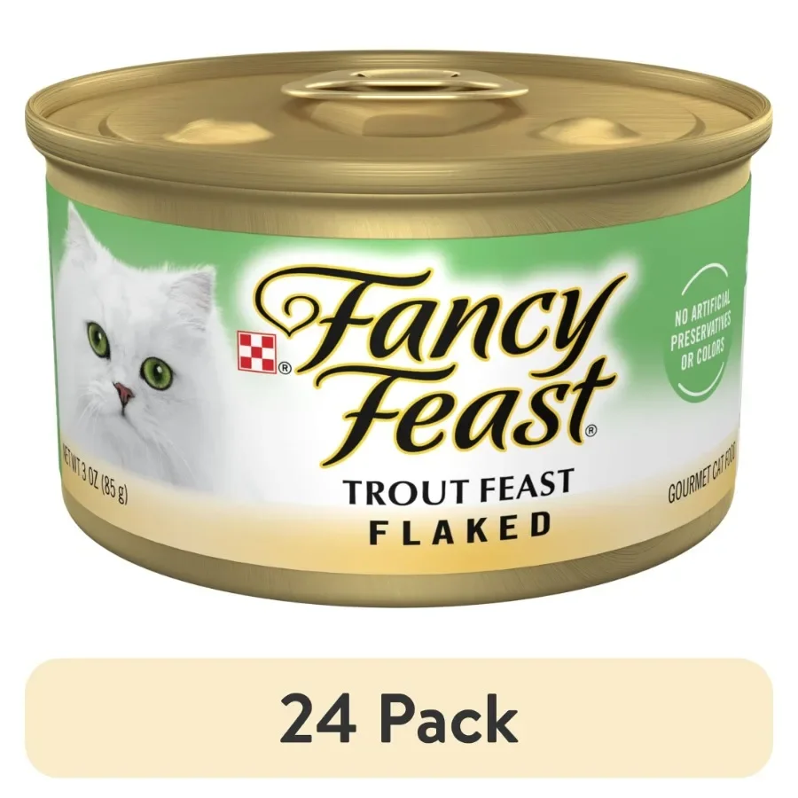 kf-Sdb0b482ef2574b00b4210f0e0ba57343D 24 pack Purina Flaked Kitten Food, Wet Cat Food, Trout Feast, 3 oz Can - Image 1