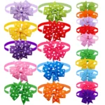 50pcs Dog Bowtie Dot Solid Bow Tie Collar For Small Dogs For Dog DIY Bowties Necktie Pet Grooming Accessories For Small Dogs