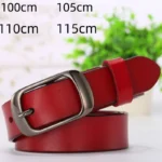 100cm 105cm 110cm 115cm Men Women Genuine Leather Belt Pure Color Red Belts Top Quality Jeans Casual All Match Pin Buckle 2025