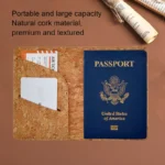 Cork Passport Holder Wood Grain Leather Passport Case Portable Card Bag - Image 2