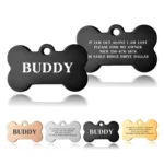 Premium Engraved Personalised Dog ID Tag Dog Name Tag Cat Puppy Name ID Bone Tag Collar Black Silver Gold Stainless Steel - Image 4