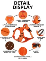 Doberman Pinscher Harness Reflective Medium and Large Dog Vest Waterproof Golden Retriever Harness Pet Accessories Supplies - Image 2
