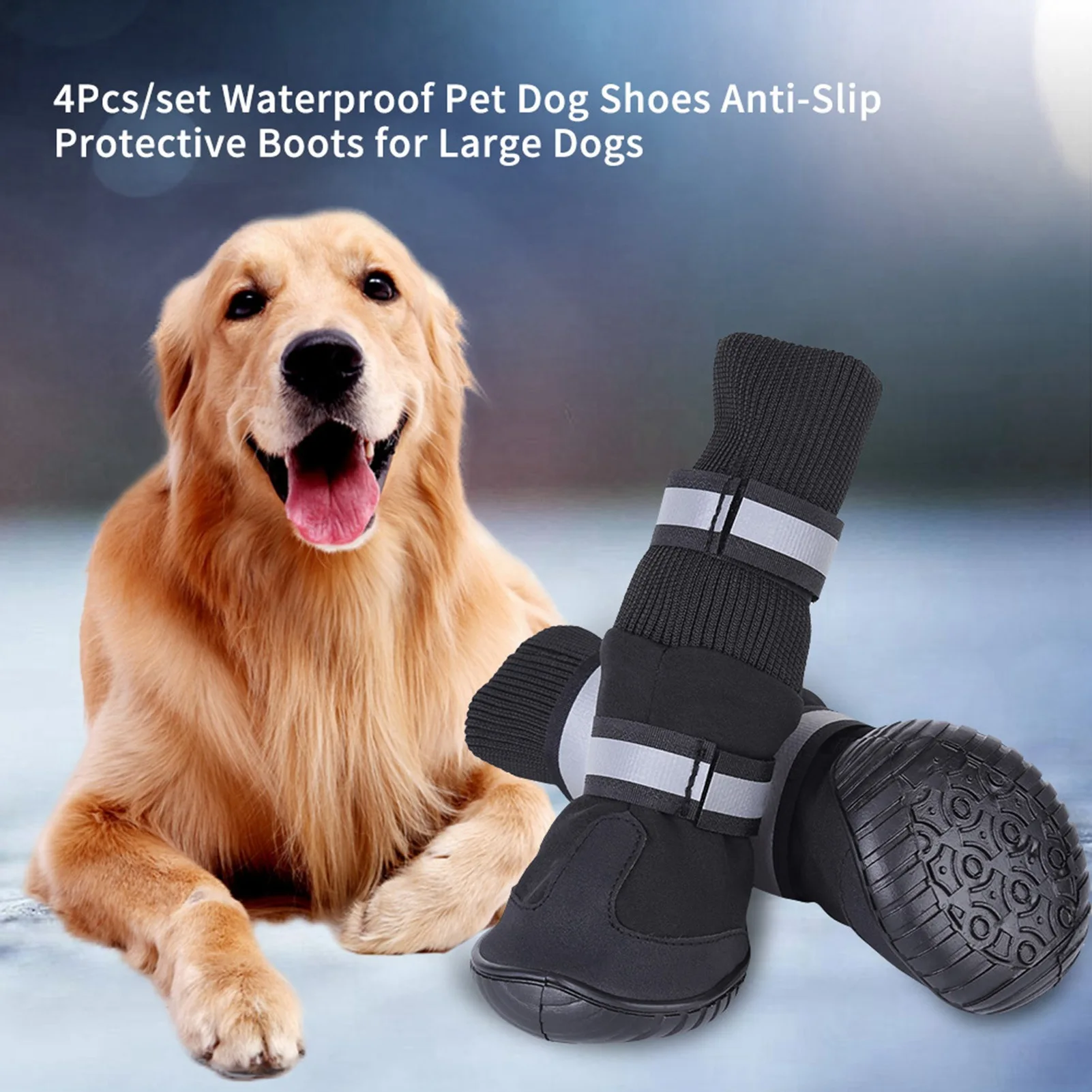 kf-Se1582d53248a4237ae05f24b6640dbf2s D2 4Pcs Set Pet Dog Shoes Anti Slip Protective Boots Dog Socks for Large Dogs Cat Waterproof Winter Dog Pet Puppy Shoes For Dogs - Image 1