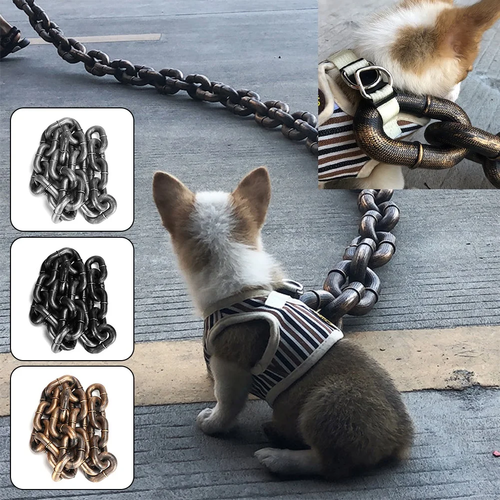 kf-Se17c3bf78ffe4683921690f0ab2ffc12k Funny Dog Leash Simulation Life-Like Iron Chain For Large Medium Small Pet Dog Accessories Dog Collar Dog leash Things For Dogs - Image 1