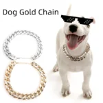 Gold Plastic Plated Collars for Dogs Electroplated Dog Chain for Pitbull Fashion Jewelry Dog Accessories for French Bulldog