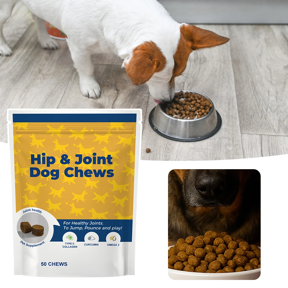 kf-Se2ec383cc78741ffb965e042db6b4389q 50 Counts Hip & Joint Supplement for Dogs Joint Chews Collagen Glucosamine Chondroitin in Canine Health Omega 3 Curcumin - Image 1