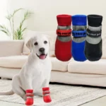 4PCS Cute Waterproof Winter Dog Shoes Warm Anti-Slip Dog Snow Shoes Soft Sole Adjustable Dog Foot Covers for Small Dog Chihuahua - Image 4