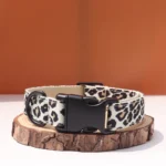 1pc Customizable Leopard Print Pet Collar with Name, Pet Gift - Image 2