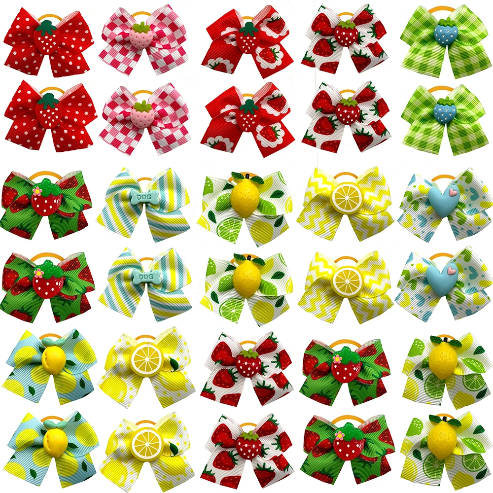 kf-Sec9834b68f3d4dfdb7562e2a7022db6e3 50pcs Small Dog Grooming Bows Strawberry Lemon Style Pet Dog Hair Bows Rubber Bands Dog Hair Accessories Pet Supplies for Dogs - Image 1