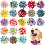 50/100pcs Big Flower-Collar Dog Flower Collar Remove Dog Bowtie Collar Accessories Pets Bow Ties Collar For Small-Large Dogs