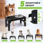 Elevated Dog Feeder Bowls Adjustable Raised Stand with Double Stainless Steel Food Water Bowls Small Medium Large Dogs - Image 2