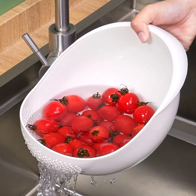 kf-Sf1f8cb52669d4e85807a3fd0bd96a0ae3 Rice Sieve Plastic Colander Kitchen Drain Basket with Handles Rice Bowl Strainer Strainer Basket Sink Drain Kitchen Tools - Image 1