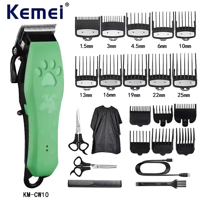 kf-Sf245b97bddf44e60a0cc718091e1fcf6O Kemei Pet Grooming Hair Clippers Rechargeable Cat Hair Trimmer for Dogs Professional Electric Rechargeable Cats Shaver KM-cw10 - Image 1