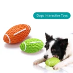Rubber Pet Dog Toy Rugby Football Squeaky Sounding Ball Teeth Cleaning Chew Toy Interactive Play Pet Supplies Accessories - Image 2