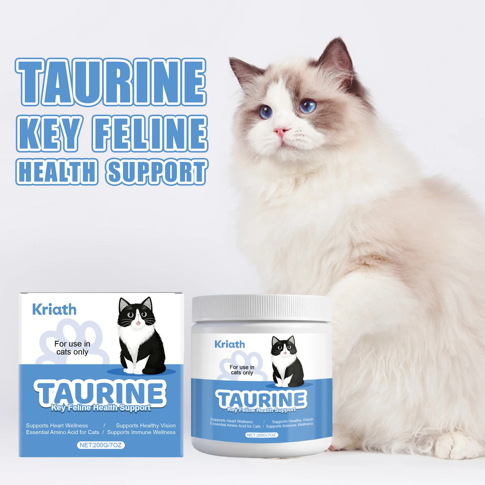 kf-Sf41e56fc0fac404f85f9c0a6702f85caO Taurine Powder for Cats Gentle Formula Supports Heart, Vision Overall Health Daily Care Supplement for Comfort and Well-Being - Image 1
