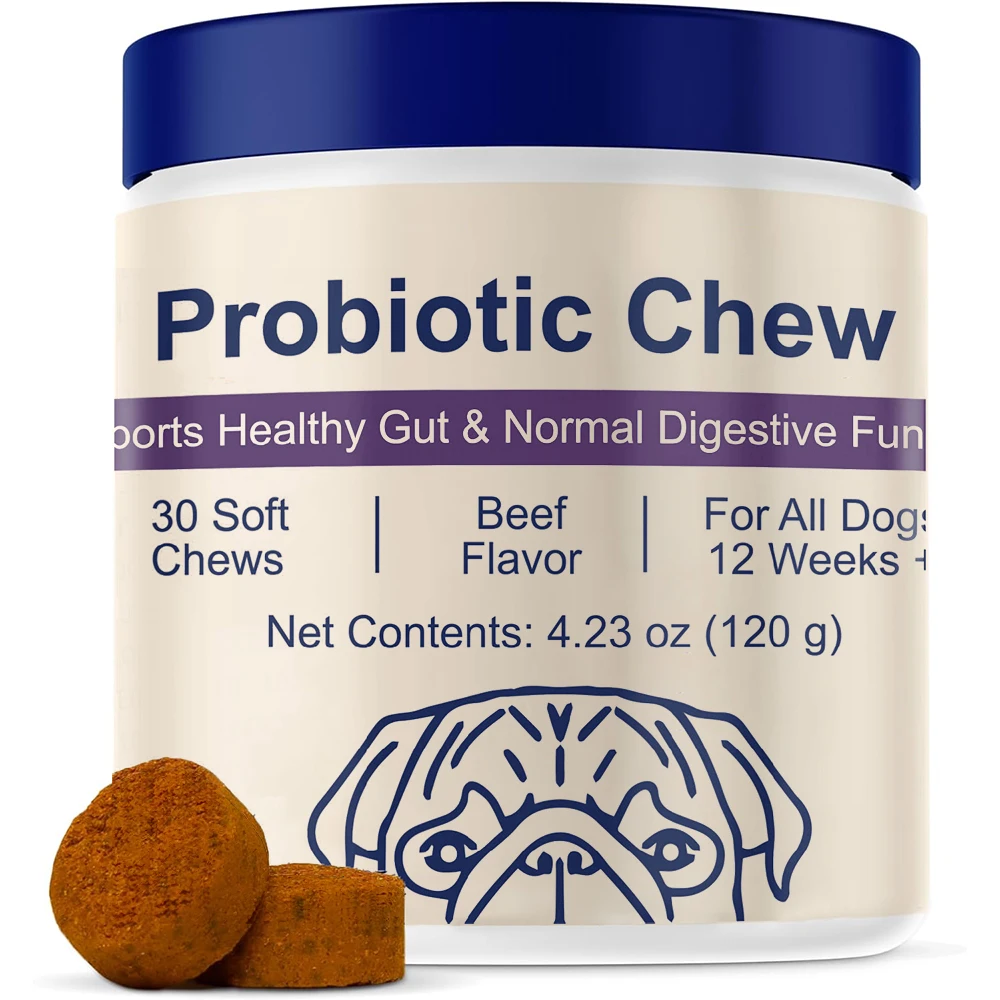 kf-Sf483abb74f934eccbe805d2d253e1b5ds Probiotics Chew for Dogs 12 Weeks+, Support Gut Health, Occasional Diarrhea, Digestive Health & Seasonal Allergies - Beef Flavor - Image 1