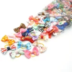 100 Pieces Pet Hair Accessories Elastic Rubber Band Dog Hair Bows 121 Colors Cute Ribbon Hair Clips for Yorkshire And Other Dogs - Image 4