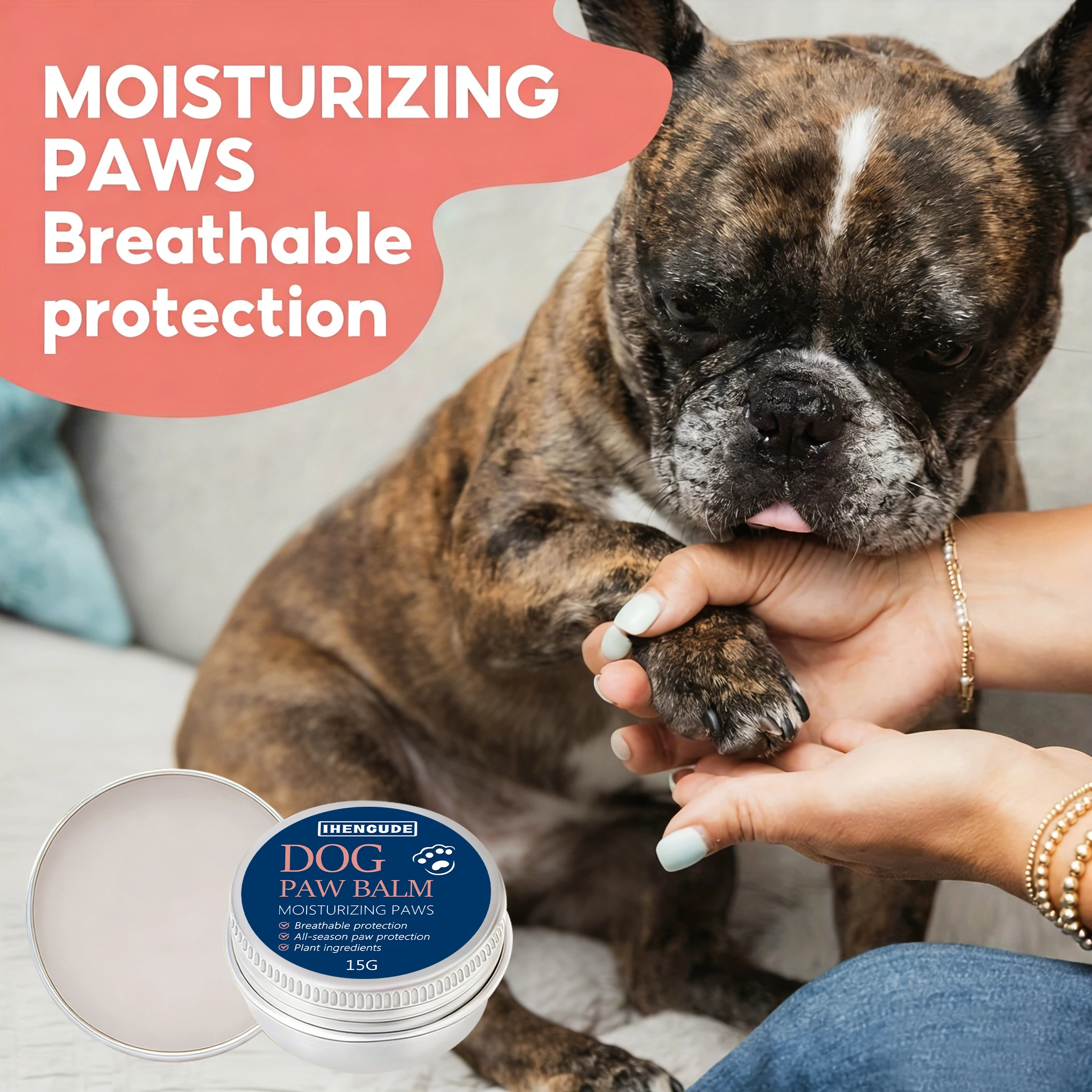 kf-Sfa7cd4f826d94bffb01845e4be2a300fr Dog paw balm, portable and highly moisturizing, provides deep hydration, rich in vitamin E and jojoba oil, suitable for year-rou - Image 1