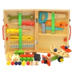 Educational Montessori Kids Toys Plastic Wooden Toolbox Pretend Play Set Children Nut Screw Assembly Simulation Carpenter Tool - Image 2