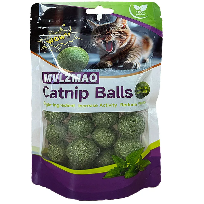 kf-Sfba2d38464894f8a8e7526f0adfd06adE Mint Toys Edible Catnip Ball Safety Healthy Cat Catnip Cats Home Chasing Game Toy Products Clean Teeth The Stomach - Image 1
