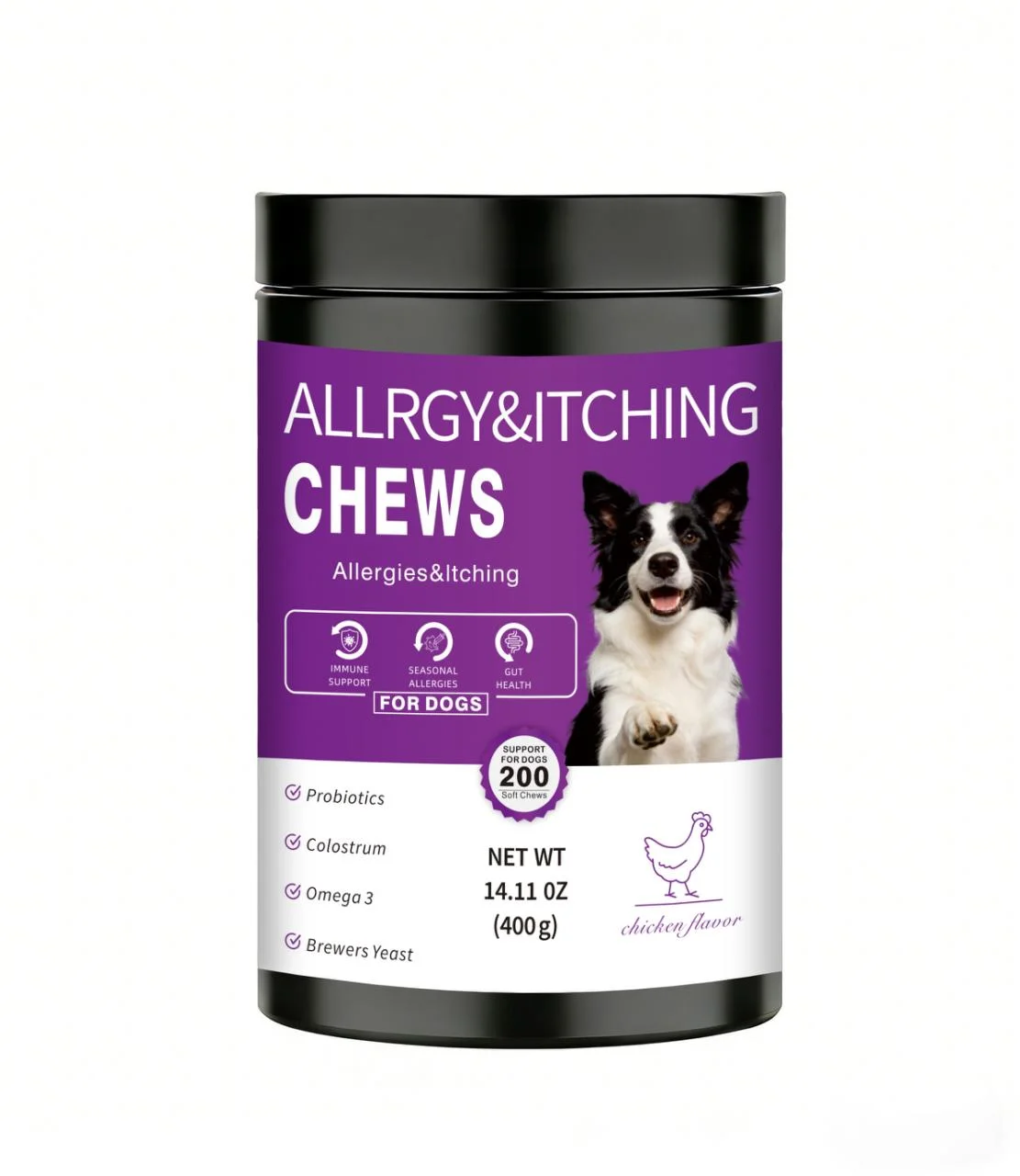 kf-Sfcd195edae564e2faa57d5dff0f20271v 200ct Dog Allergy Chews Supplements Relief Itchy Chew Probiotics Vitamins for Skin Coat Anti Itch Immune for Dogs Paws Treatment - Image 1
