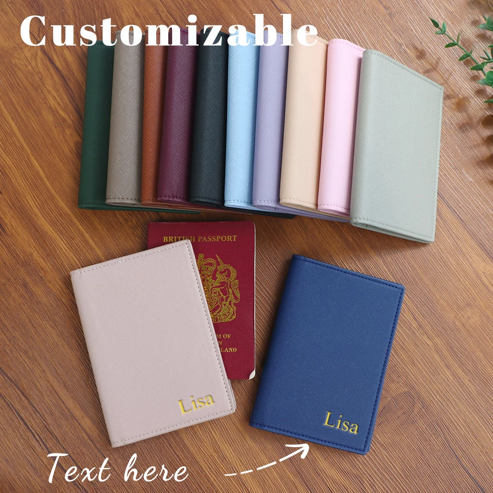 kf-Sfcf82c64c053426fb73a24dde7f829e3J Customized letter PU leather passport holder ID protection case, loose change bank card storage bag, travel passport bag - Image 1