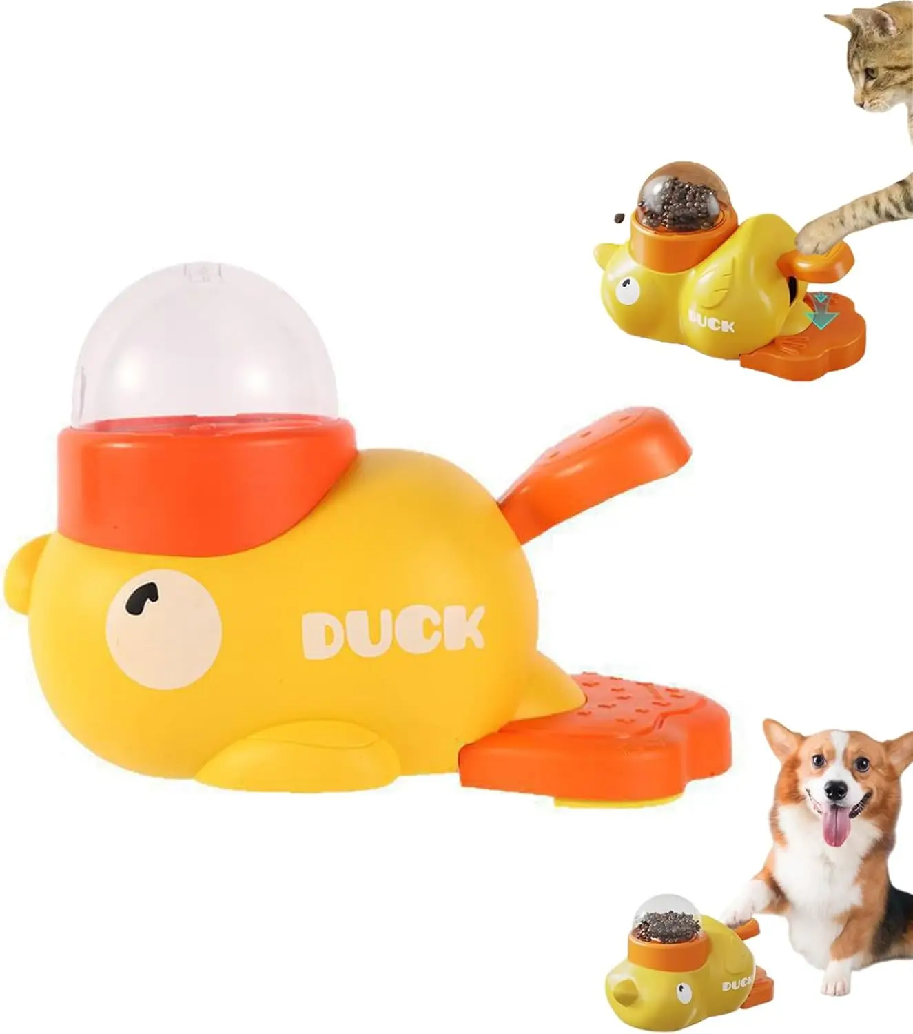 kf-Sfd3e5dd2e885401cbf25813d9a2a79d5k 2-in-1 Duck-Shaped Interactive Slow Feeder Puzzle Toy Pet Treat Dispenser for Dogs & Cats IQ Training to Reduce Bloating Boredom - Image 1