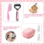 8-piece dog brush grooming set, pet self-cleaning set, with pet nail clippers and files, flea comb, pet shampoo bath brush, pet - Image 3