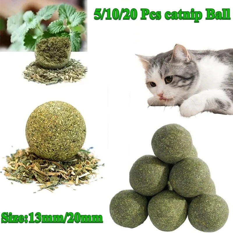 kf-Sfd9f8af03f0540b5a017573f03e8d4d3b 5/10/20Pcs Natural Catnip Balls Kitten Cat Nip Ball Licker Toy for Cats of All Breeds,Lick Ball Toys That Fascinate Pet Cats - Image 1