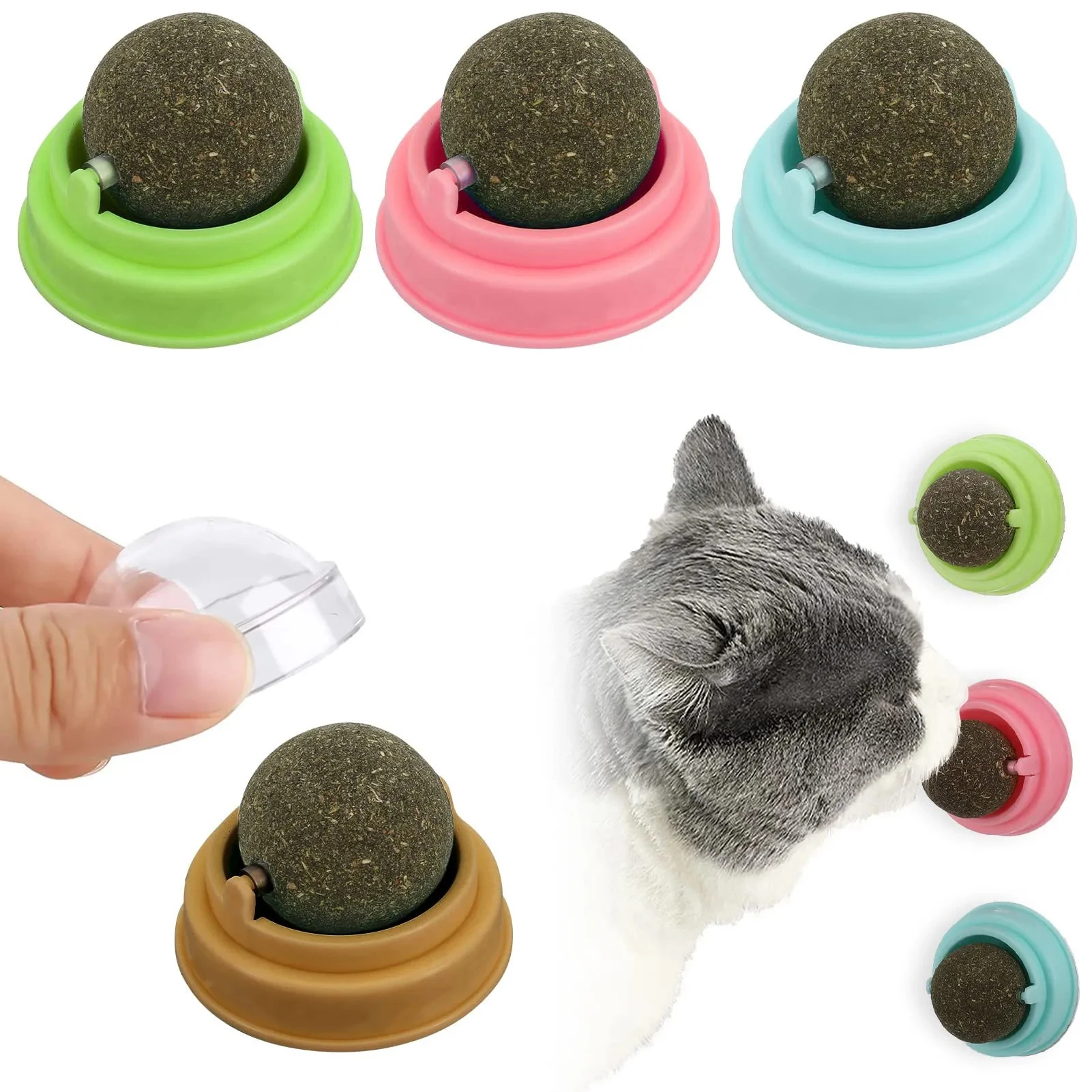 kf-Sfe0b5da08eb5468aa84e1bf606ec19822 Natural Catnip Cat Wall Stick-on Ball Toy Scratchers Treats Healthy Natural Removes Balls to Promote Digestion Cat Pet Supplies - Image 1