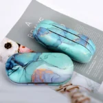 Imitation Wood Grain Contact Lens Circle Pupil Case Folding Fashion Frame Glasses Case Leather Glasses Case - Image 2