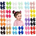 40/60/80Pcs 2" Baby Hair Ties Scrunchies- Grosgrain Ribbon Bows for Toddler Girls Elastic Hair Bands for Daily Party Gifts